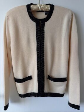 Vintage Liz Claiborne Collection 100% Merino Wool Beaded Cardigan
